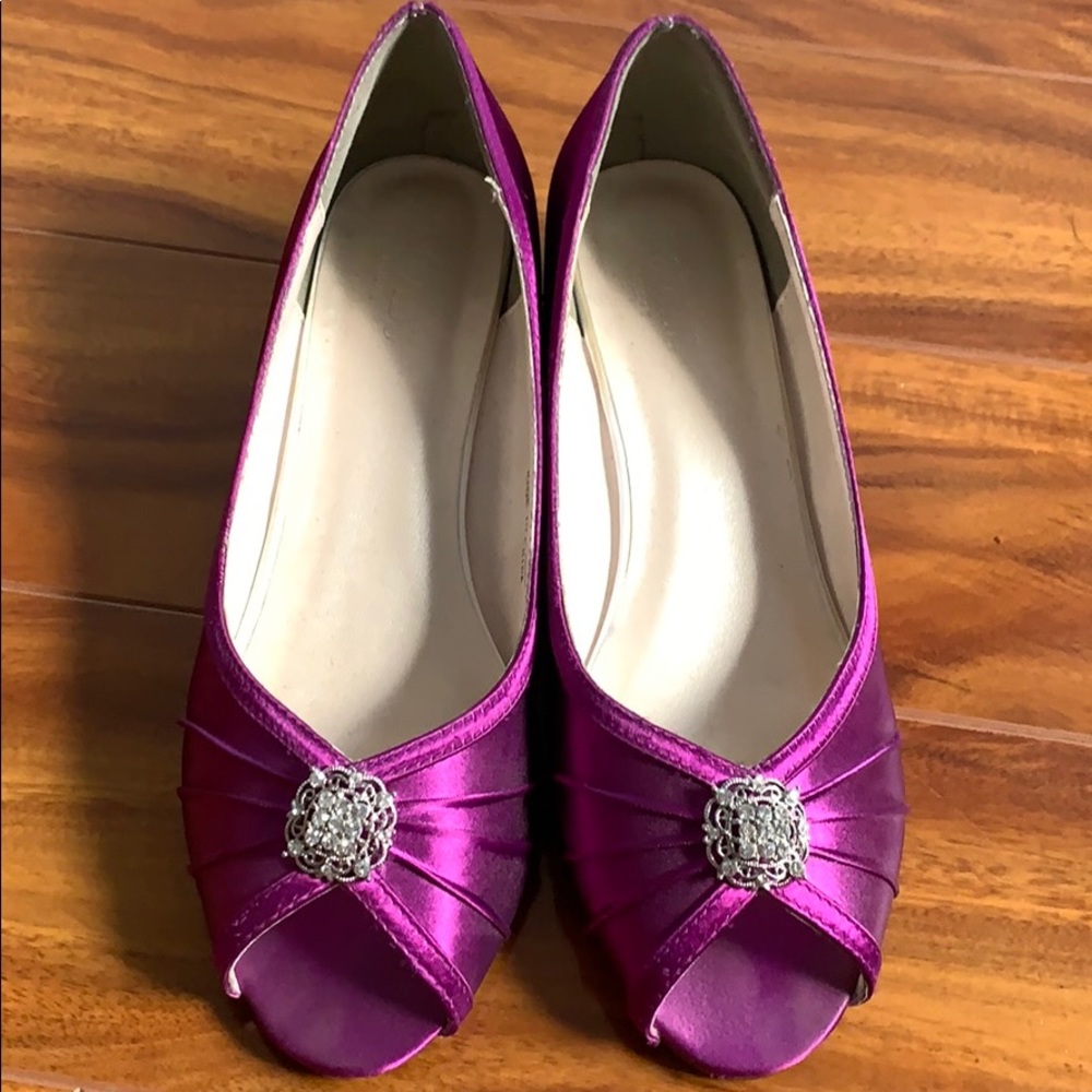 Purple Satin Wedge